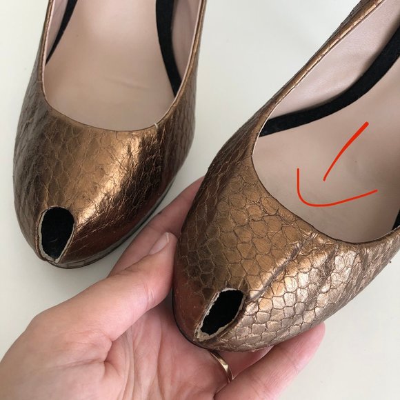 Reiss Metallic peep toe platform high heels EU38 - Picture 6 of 6